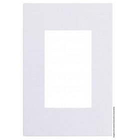 Placa 3 Módulos com Suporte 4x2 - RECTA BRANCO GLOSS